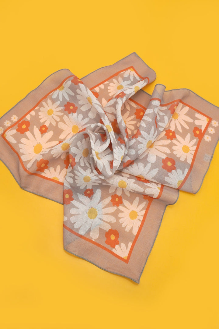 Orange Accent Daisy Scarf