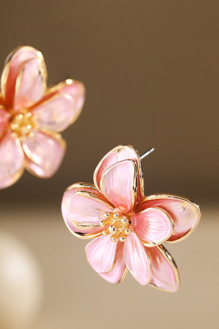 Textured Enamel Flower Studs