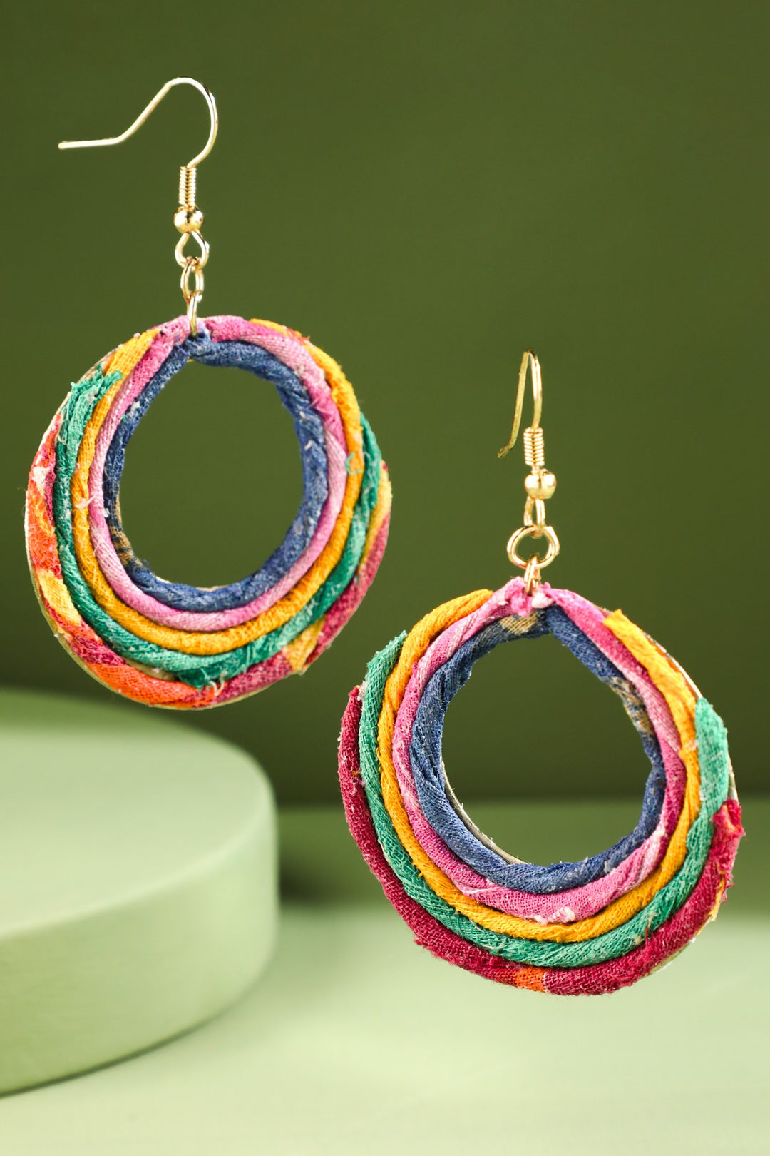 Wrapped Cotton Hoop Earrings