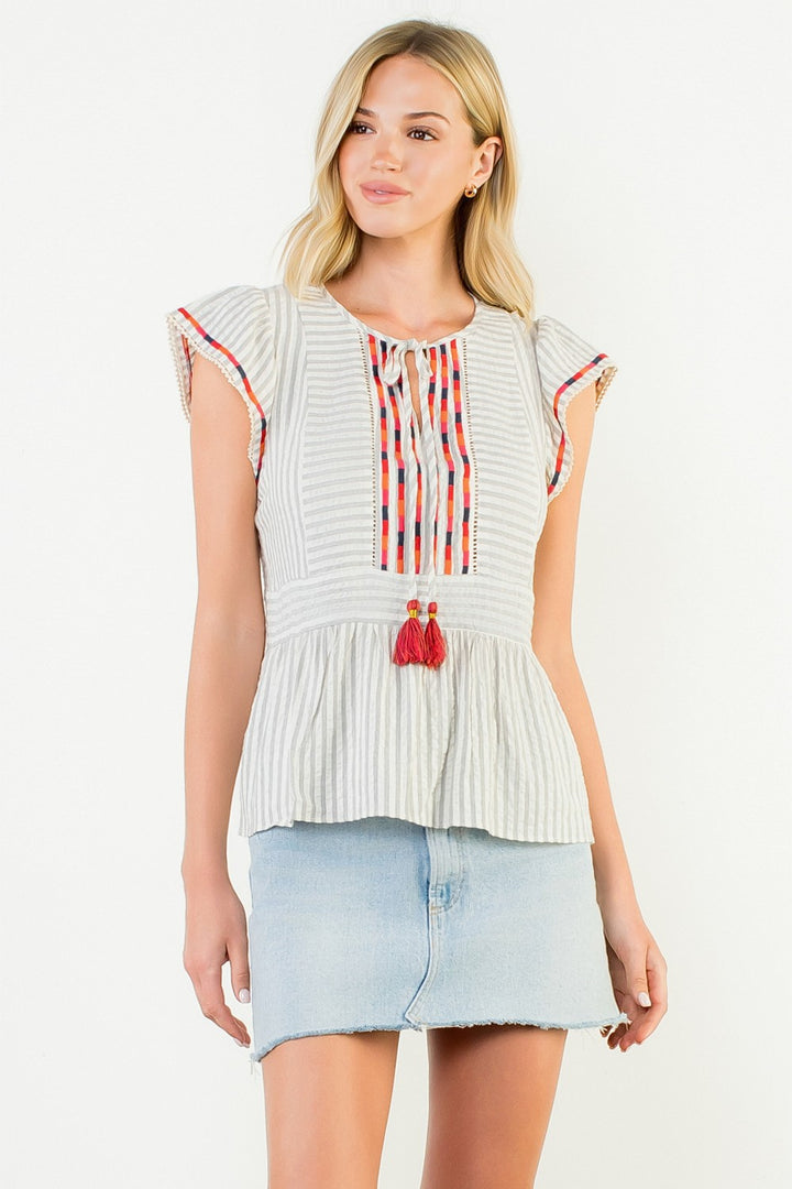 Striped Top With Tassels