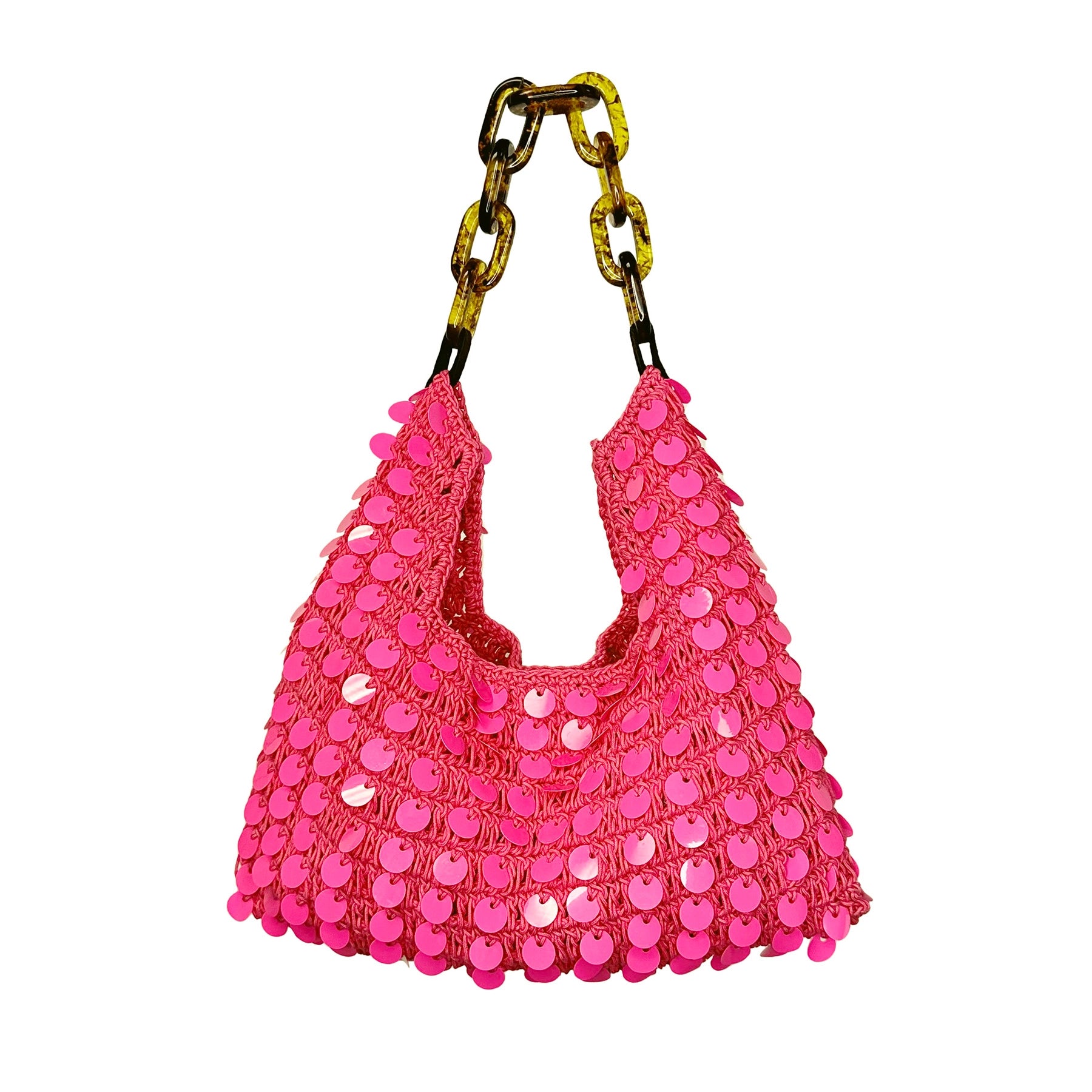 ASOS DESIGN shoulder bag with large sequin discs in pink metallic | ASOS