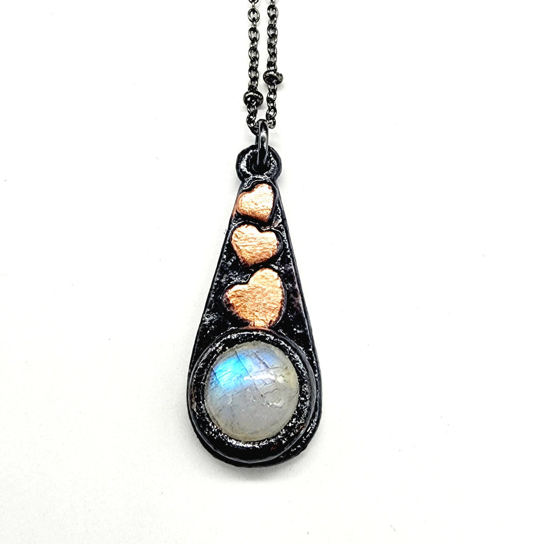 Rainbow Moonstone Hearts Pendant