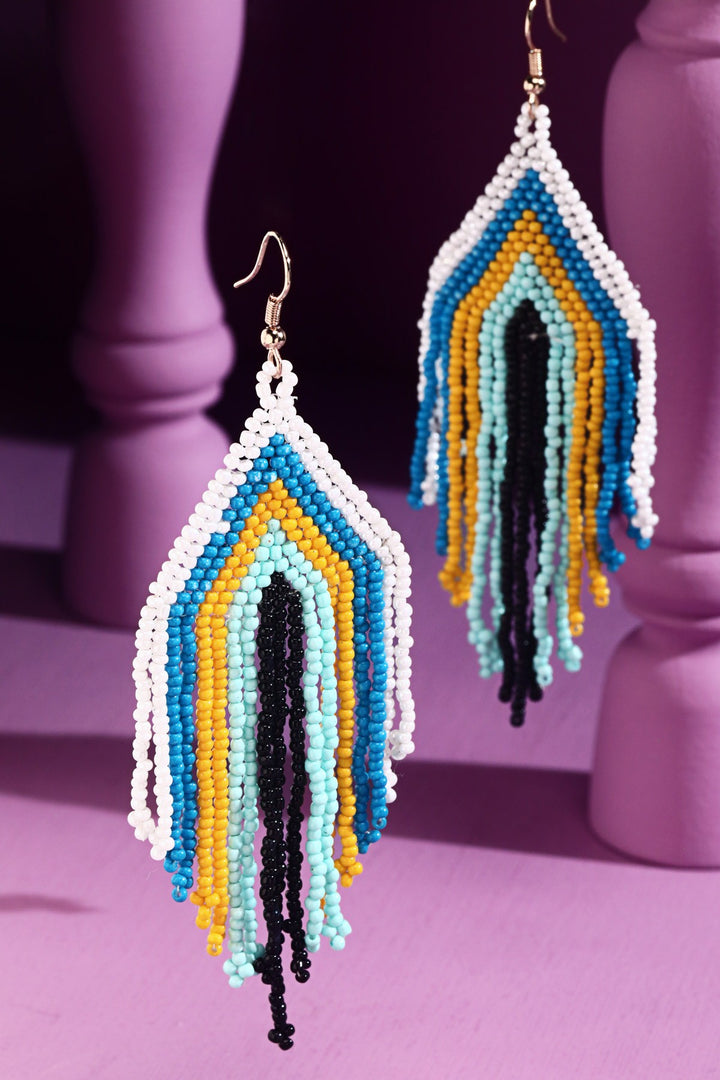 Triangle Fringe Seed Bead Earrings