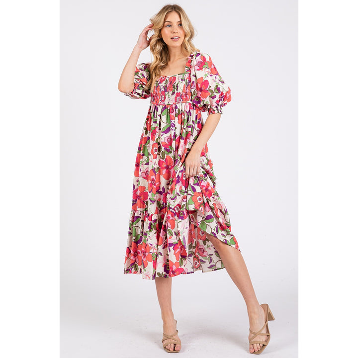 Square Neck Flower Print Dress