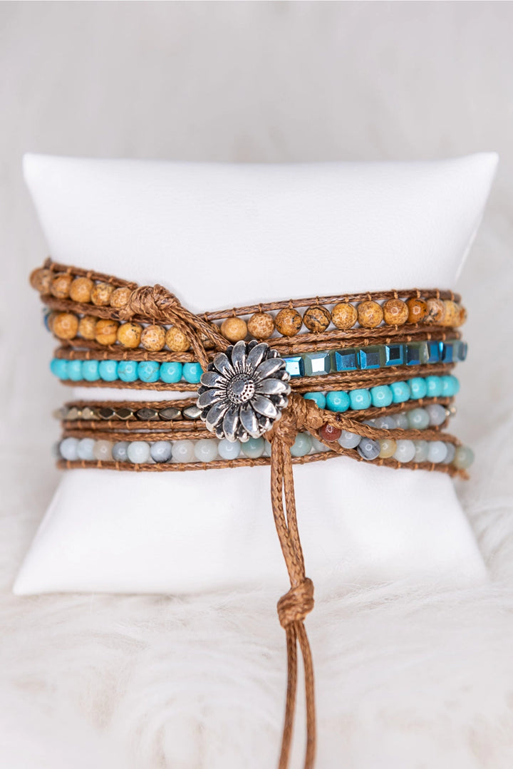 Leather + Stone Wrap Bracelet