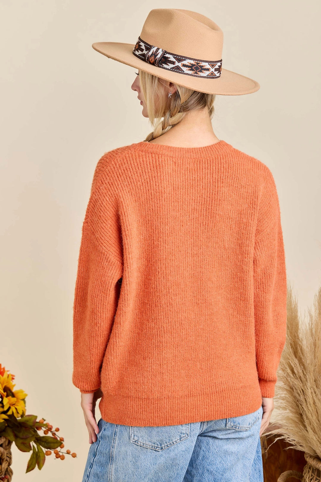 Hello Pumpkin Embroidered Sweater