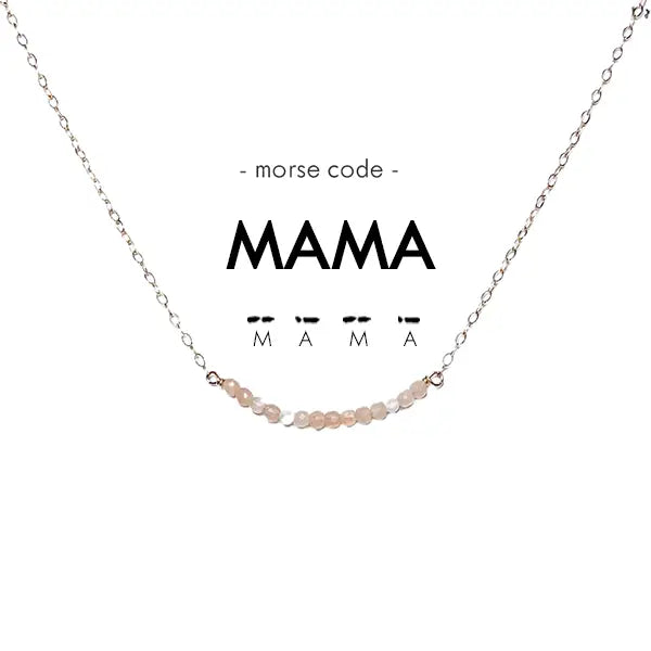 Morse Code Dainty Stone Necklace - MAMA