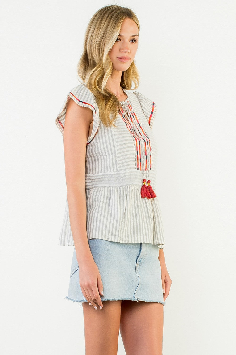 Striped Top With Tassels