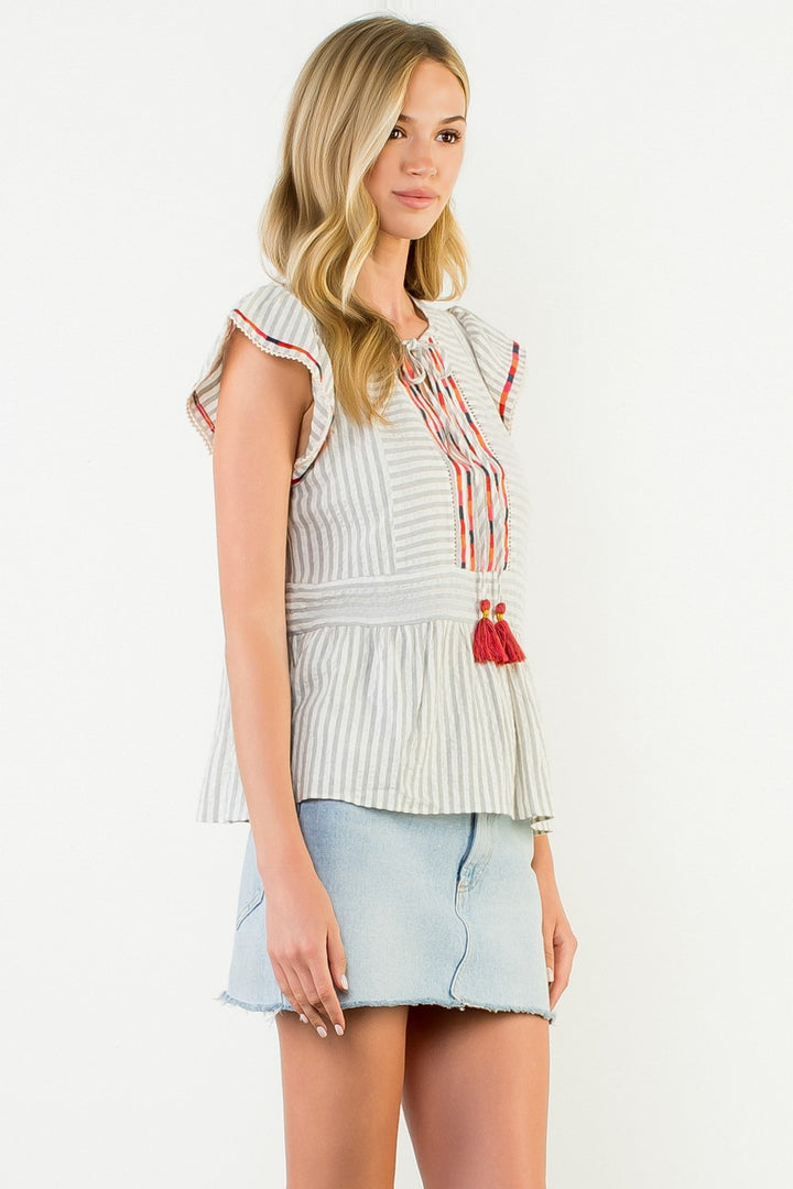 Striped Top With Tassels