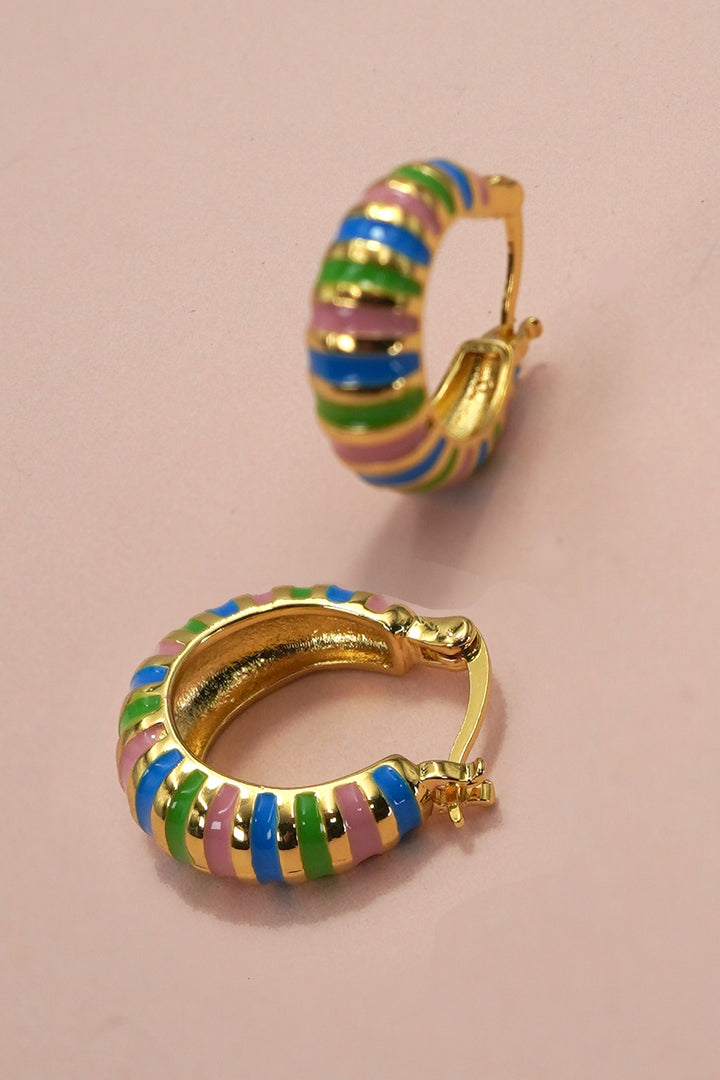Ceramic Stripe Huggie Hoops