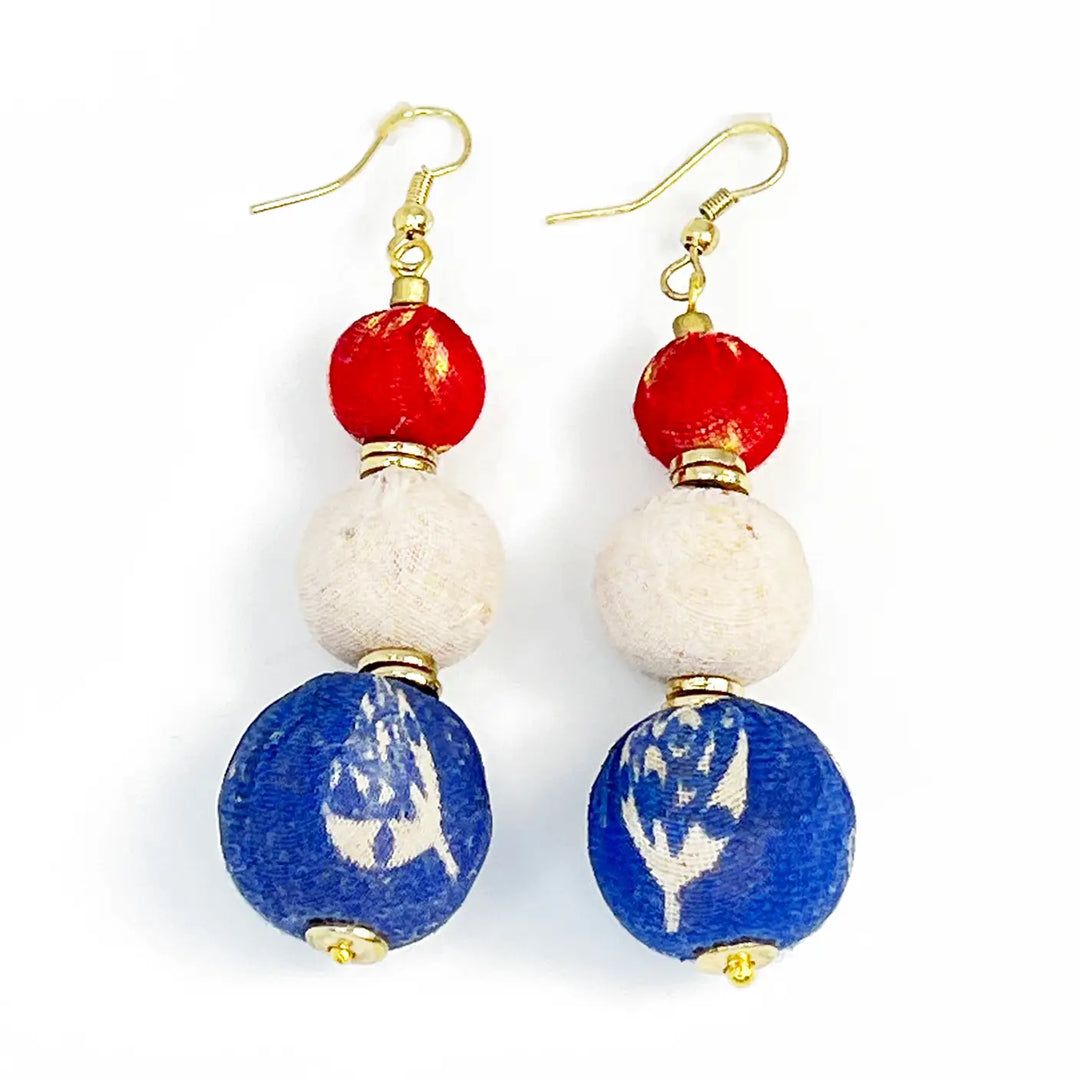 Aasha Red White & Blue Dangle