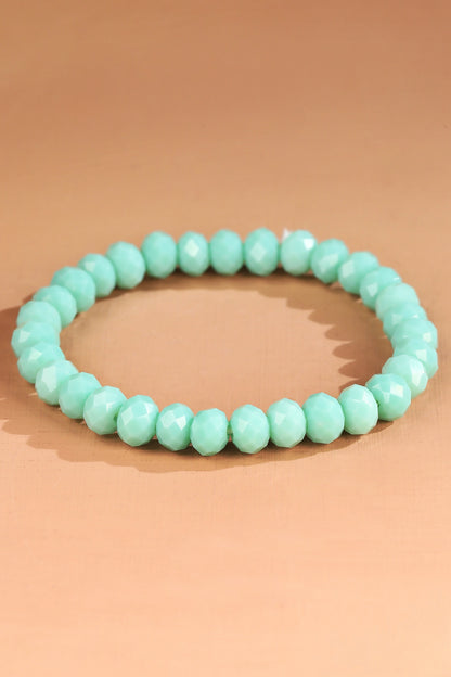 Faceted Glass Bead Stretch Bracelet