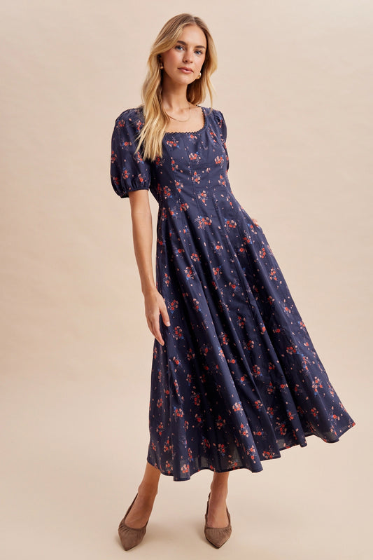 Midnight Floral Midi Dress