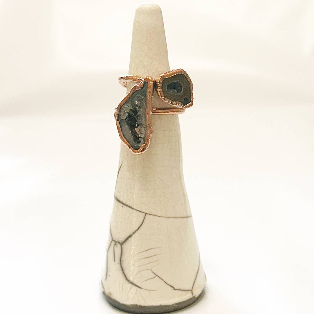 Black Geode Copper Ring