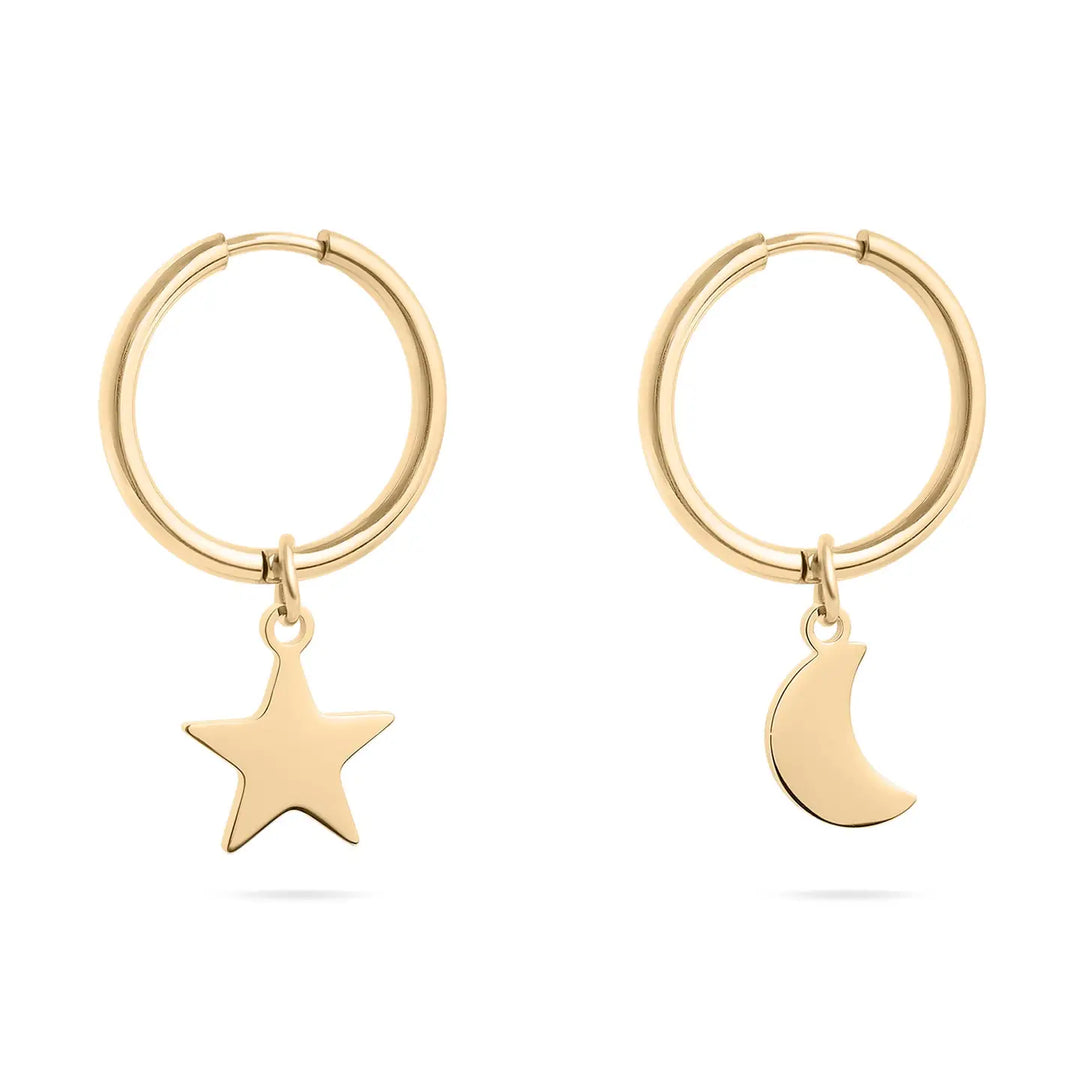 Star + Moon Charm Huggies