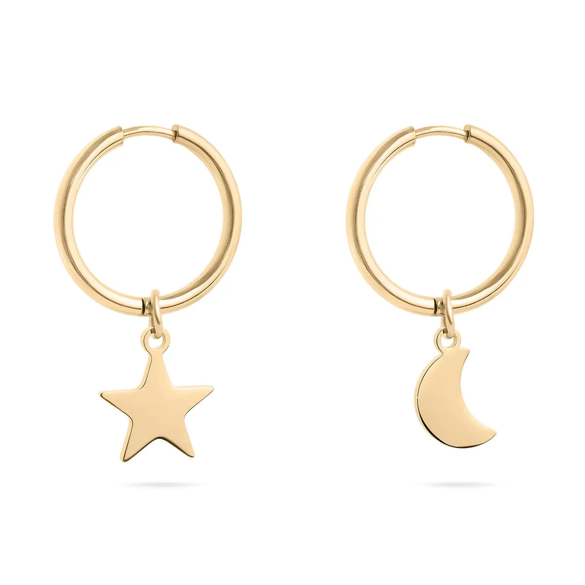 Star + Moon Charm Huggies