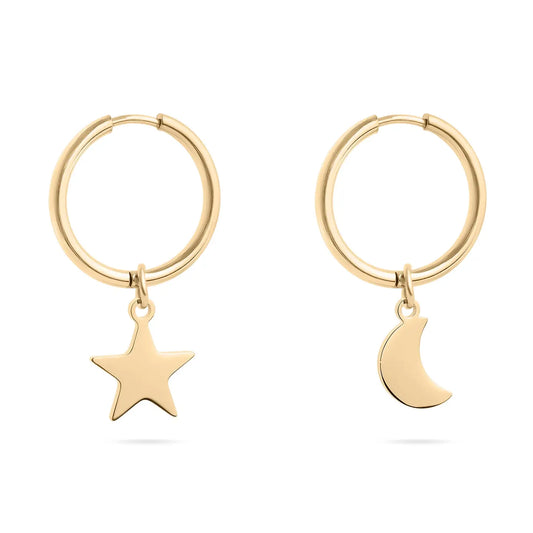 Star + Moon Charm Huggies