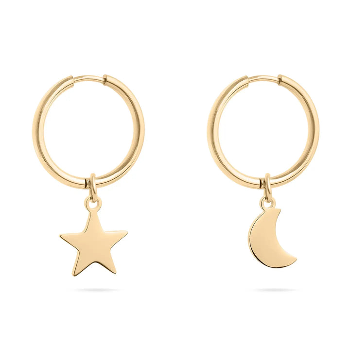 Star + Moon Charm Huggies