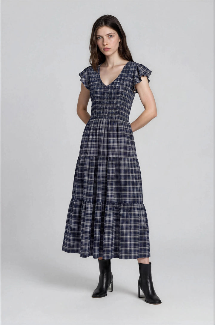 Plaid Smocked + Tiered Dress