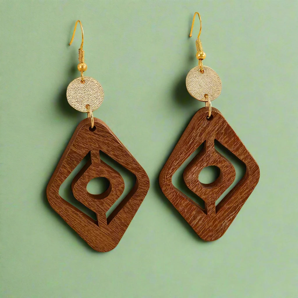 Wood Drop Earrings