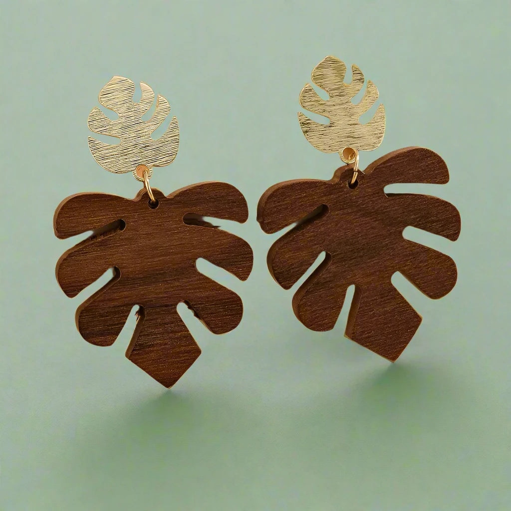 Wood Drop Earrings