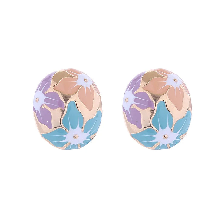 Floral Painted Dome Studs
