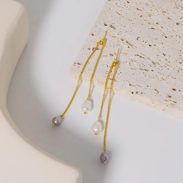18K Gold Asymmetrical Pearl Drops
