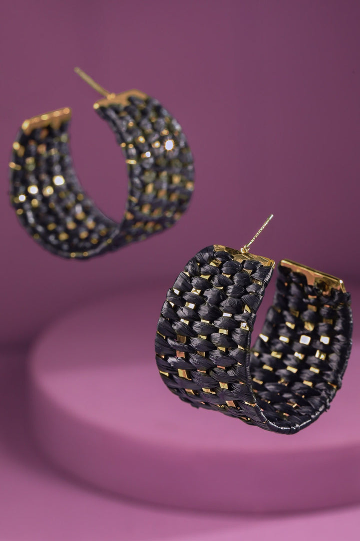 Wide Raffia Hoop Earrings