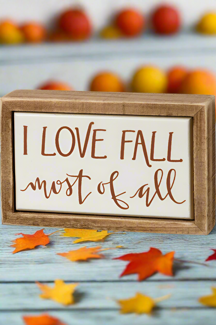 'I Love Fall' Box Sign