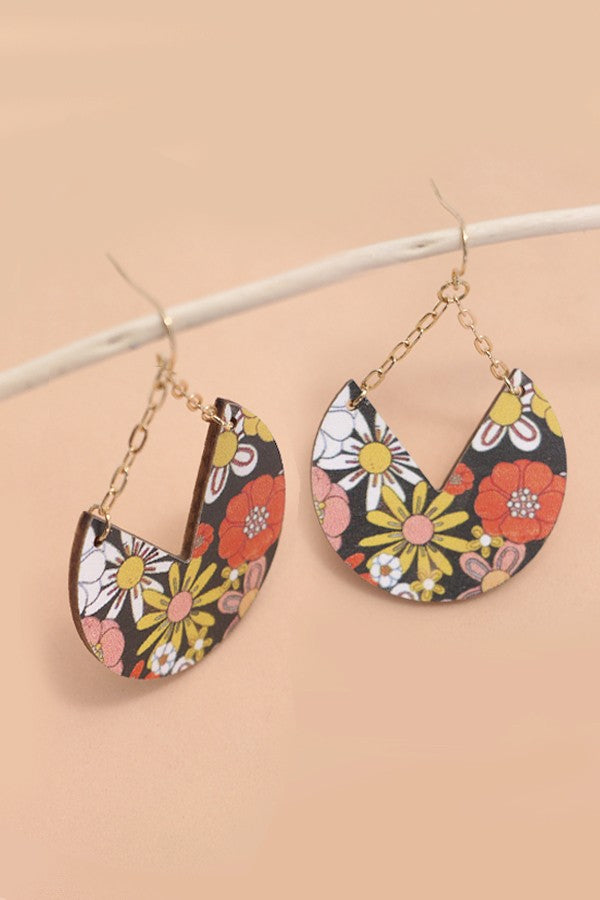 Wooden Flower Power Dangle