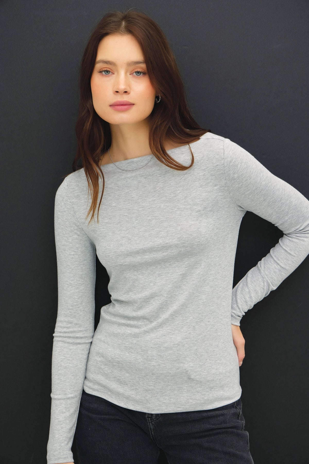 Soft Boat Neck Longsleeve Top