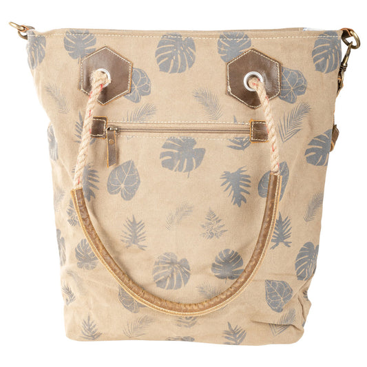 'Feathers + Leaves' Repurposed Canvas Tote Bag