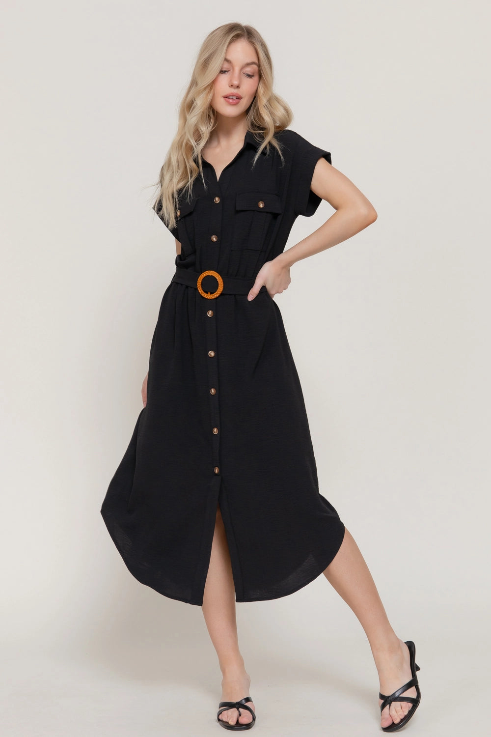 Shirt Dress With Waist Belt