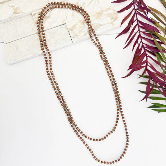 Sachi Long Wood Bead Necklace