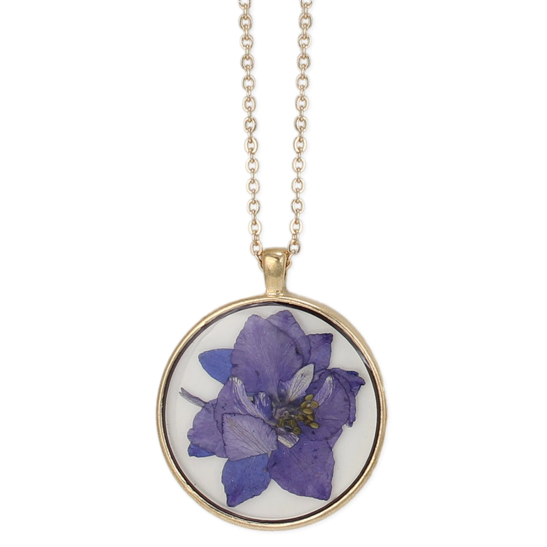 Delphinium Dried Flower Necklace