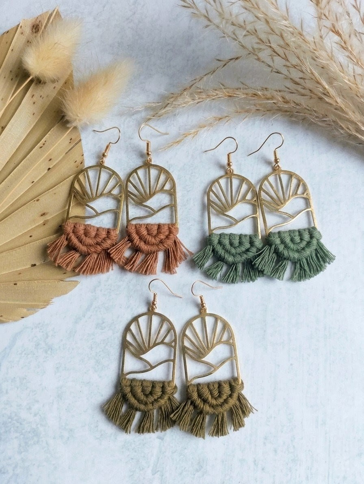 Macramé Mountain Sunrise Earrings