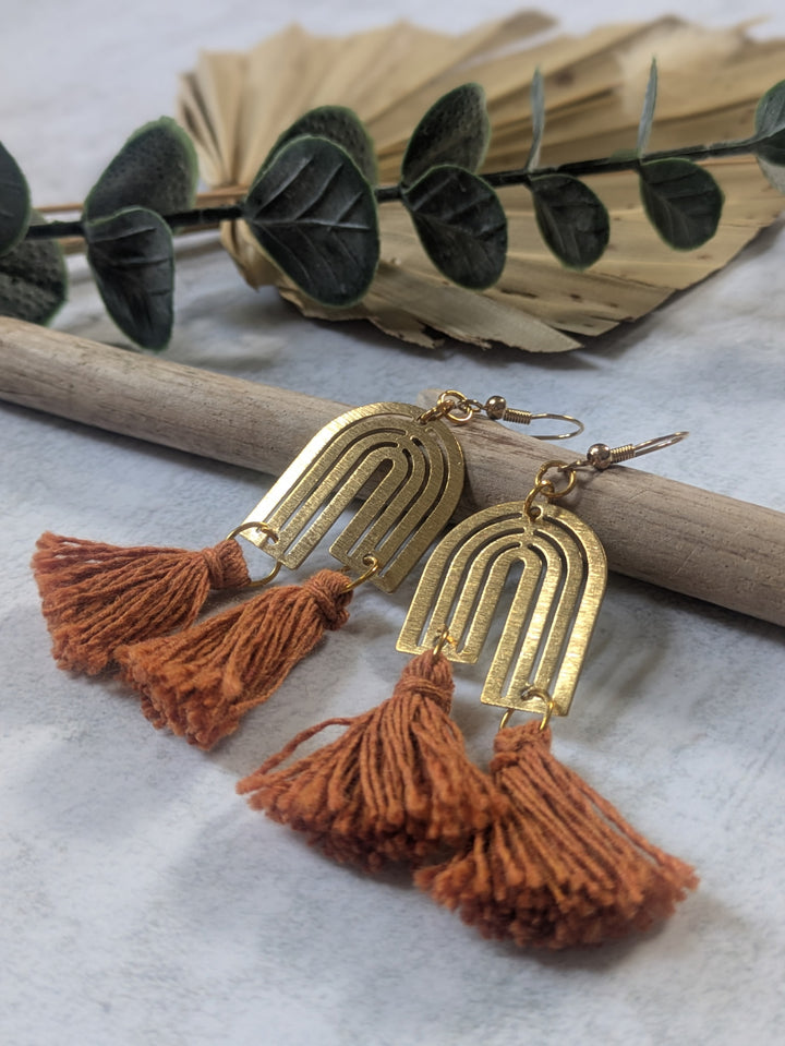 Offset Rainbow Tassel Earrings