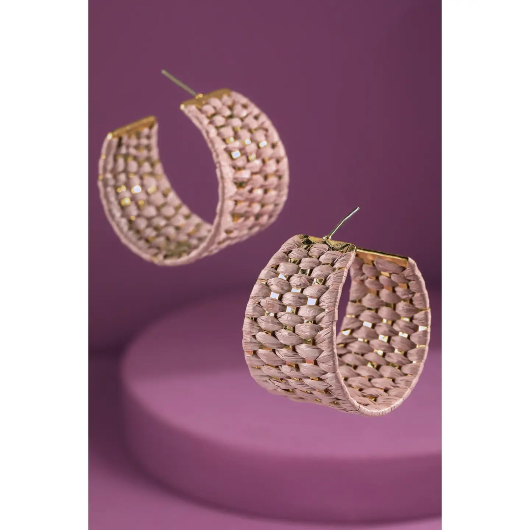 Wide Raffia Hoop Earrings
