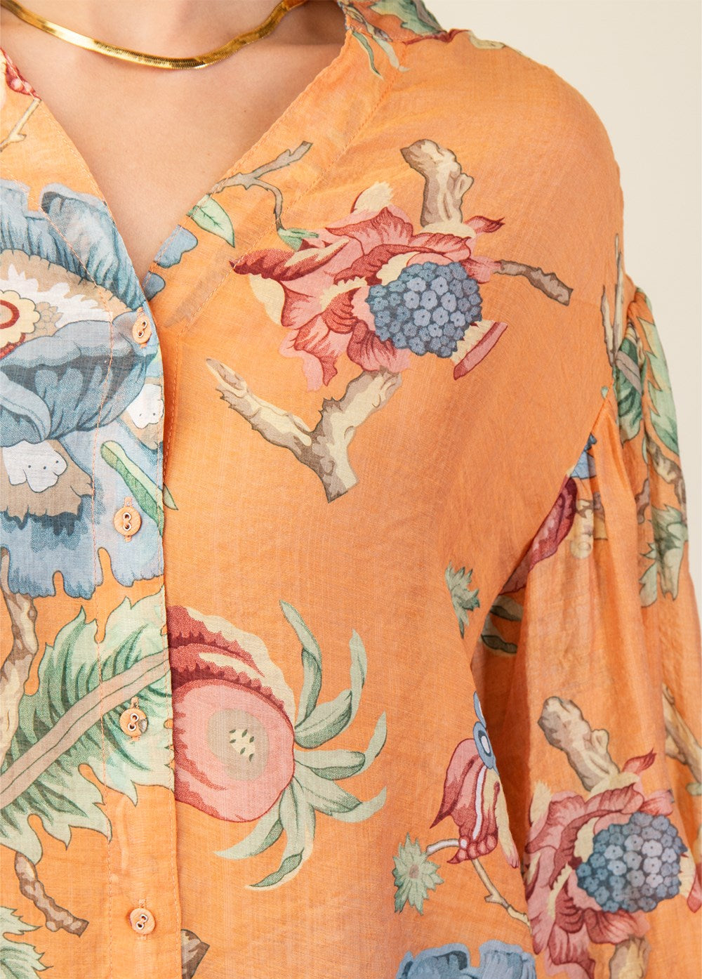 Botanical Button Up Top