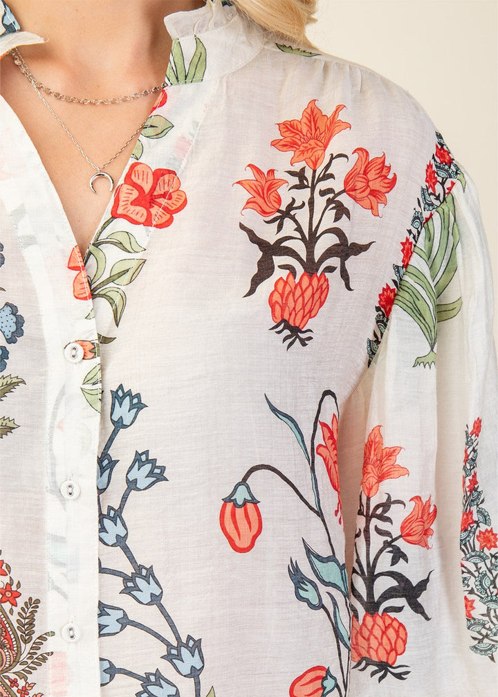 Botanical Button Up Top