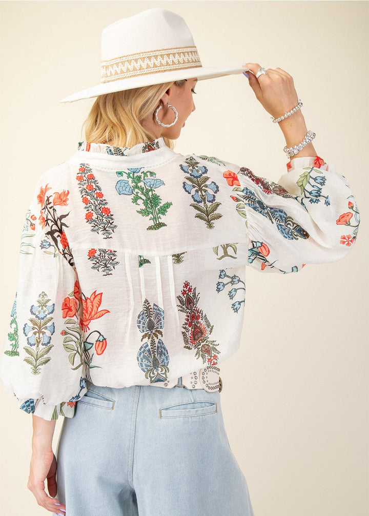 Botanical Button Up Top