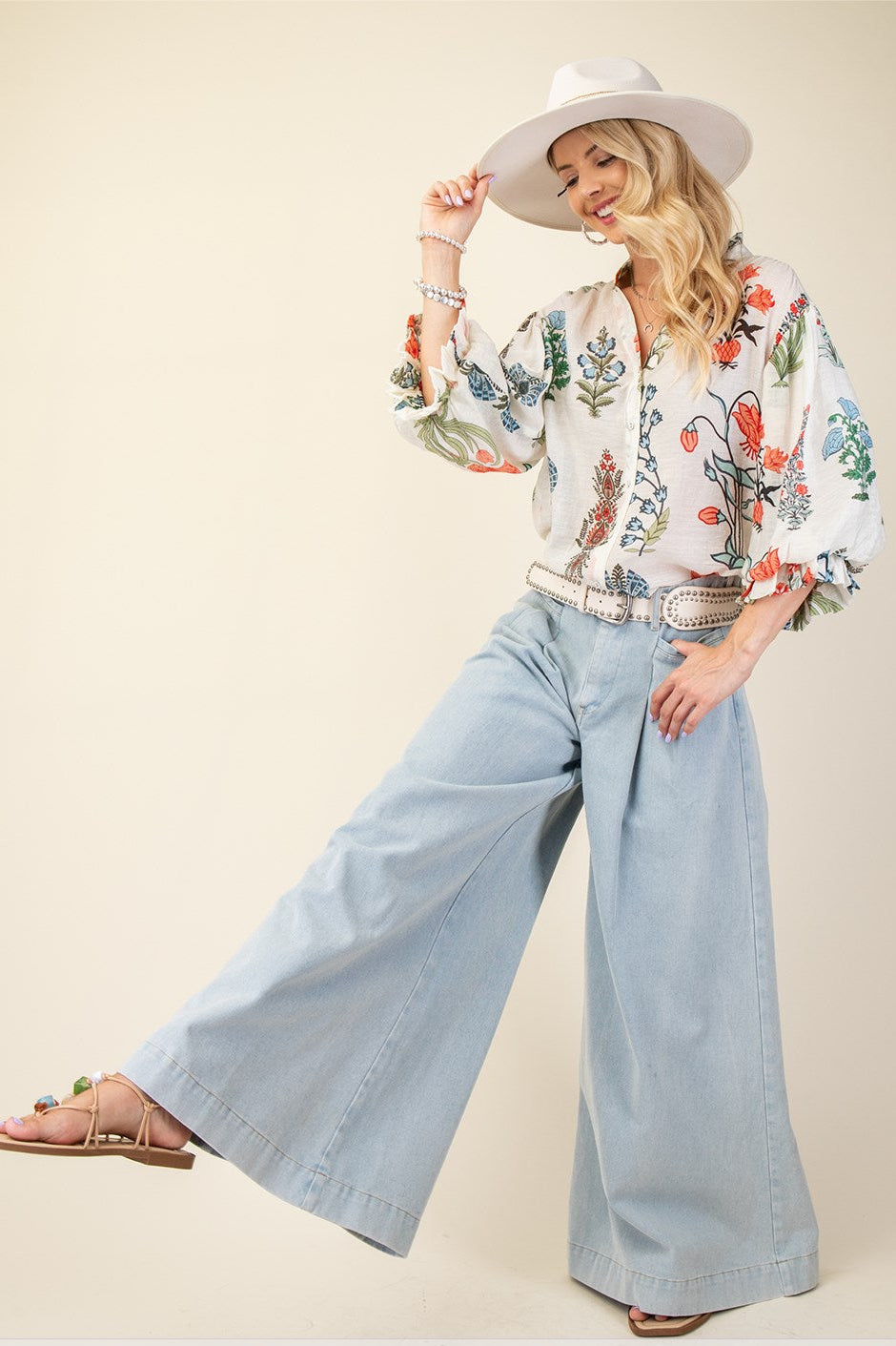 Botanical Button Up Top