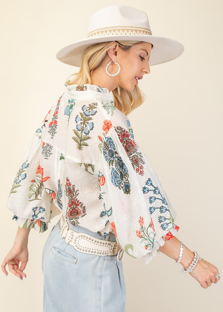 Botanical Button Up Top