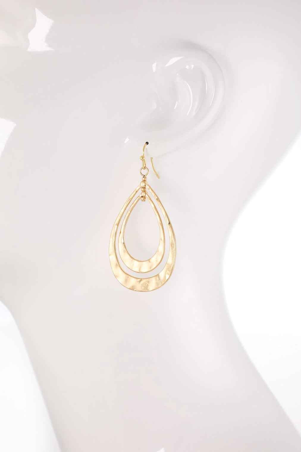Nested Hammered Teardrop Earrings