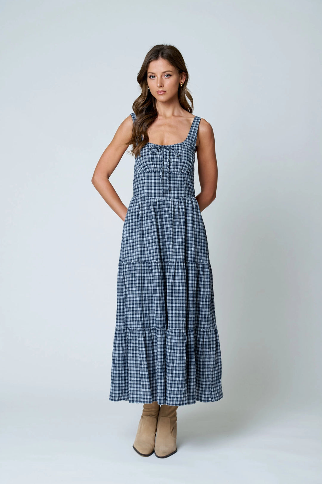 Plaid Pattern Tiered Dress