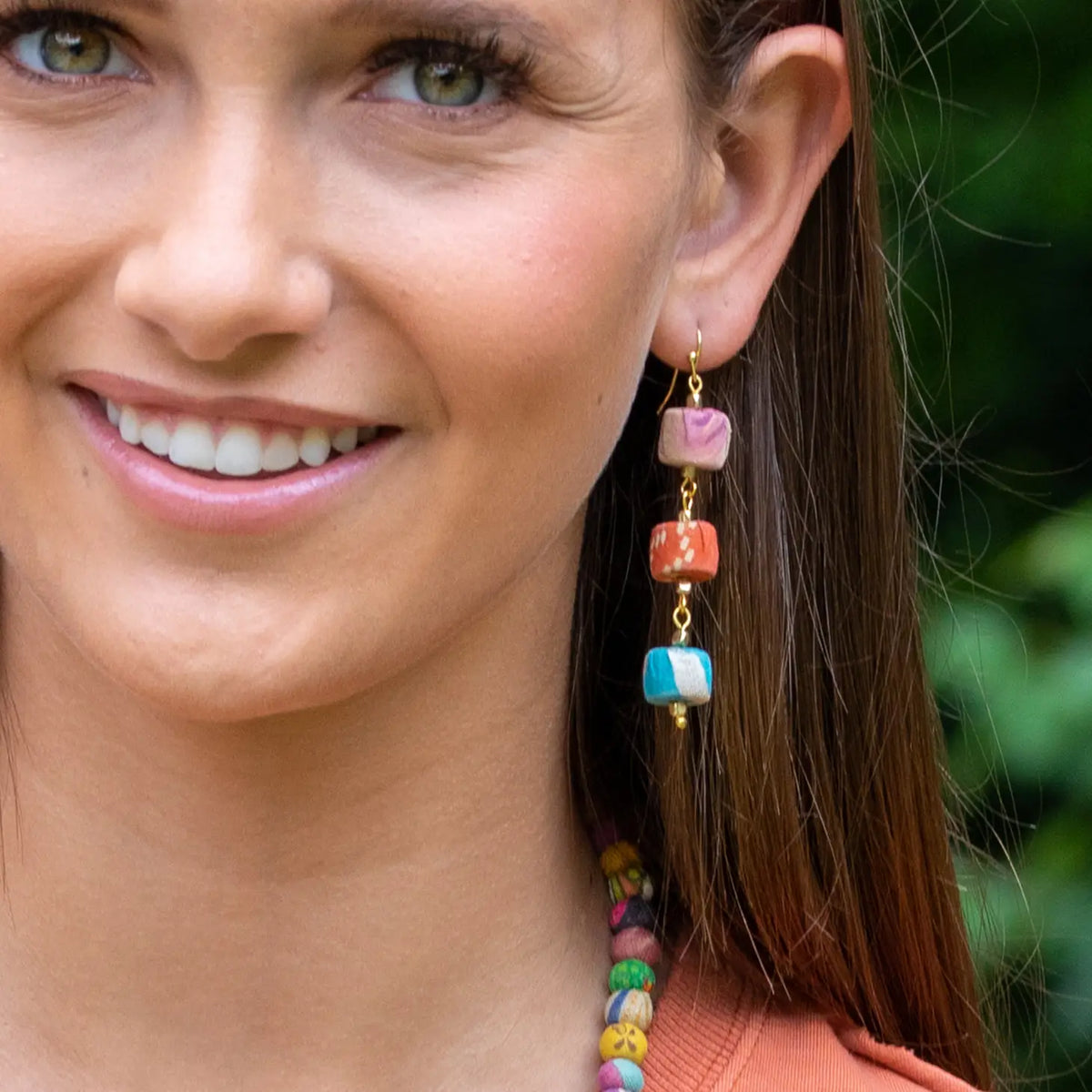 Aasha Rounded Square Beads Earrings
