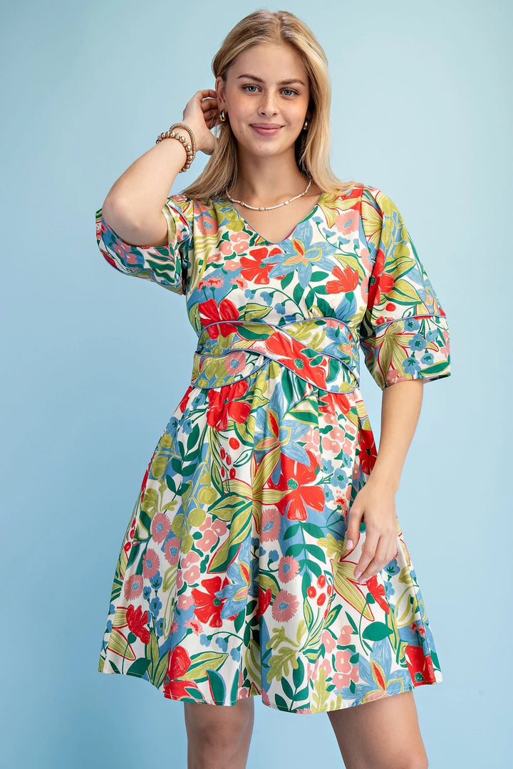 Infinity Waist Floral Mini Dress