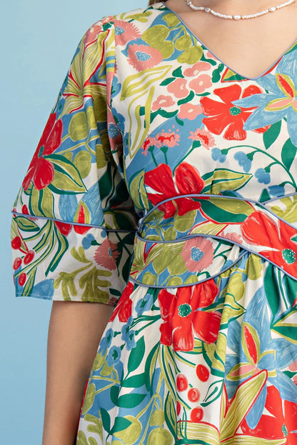 Infinity Waist Floral Mini Dress