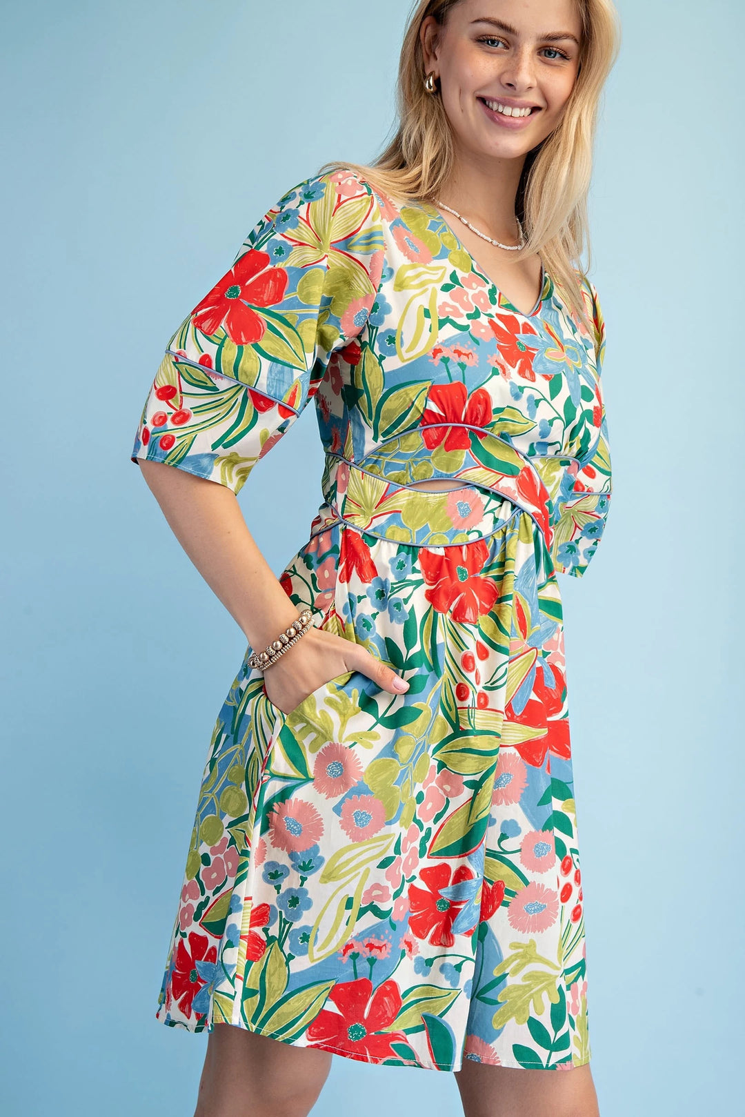 Infinity Waist Floral Mini Dress