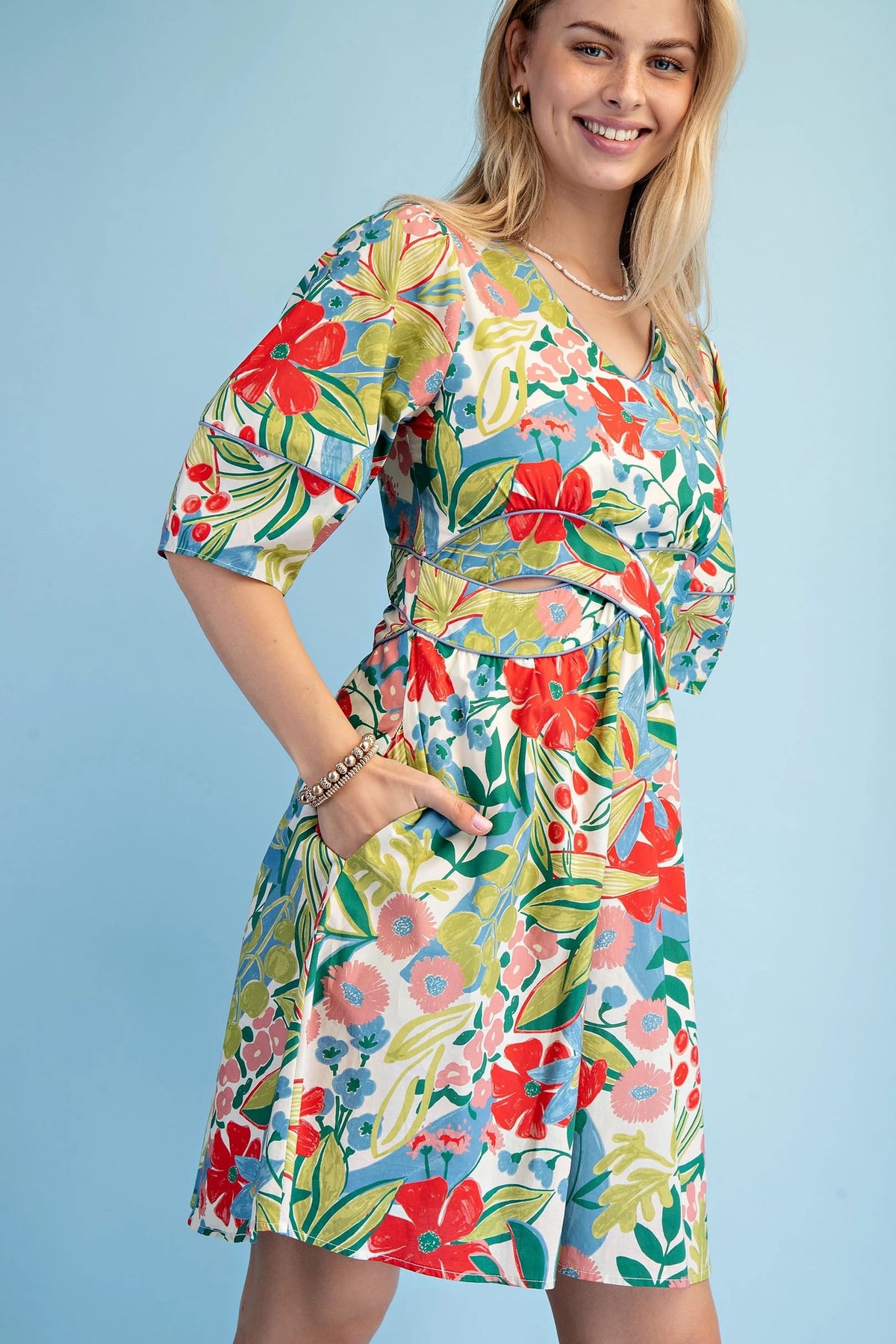 Infinity Waist Floral Mini Dress